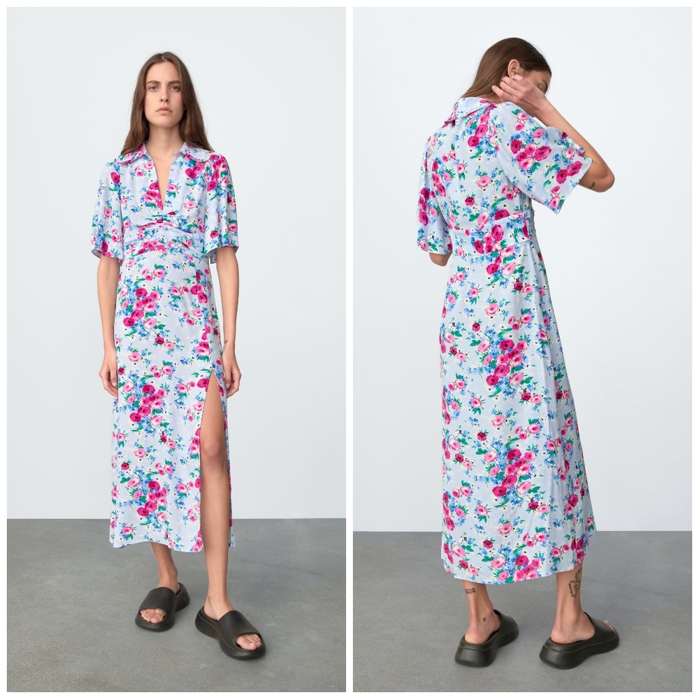 Zara floral midi dress size M